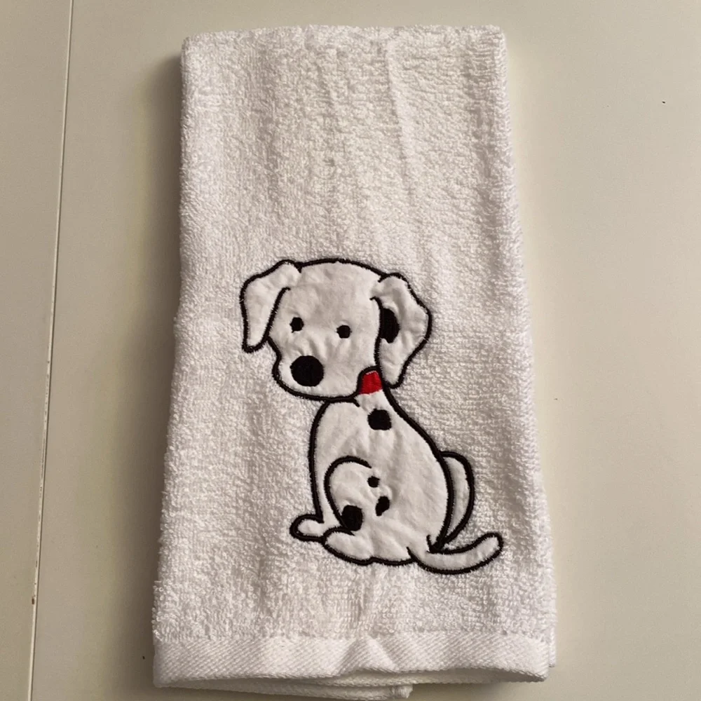 Dalmatian bathroom, hand, towel embroidered made to order
